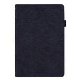 Estuche de cuero con diseño de doble pliegue con estampado de becerro, con soporte, ranuras para tarjetas, ranura para bolígrafo y banda elástica, para iPad mini 2024/mini 6